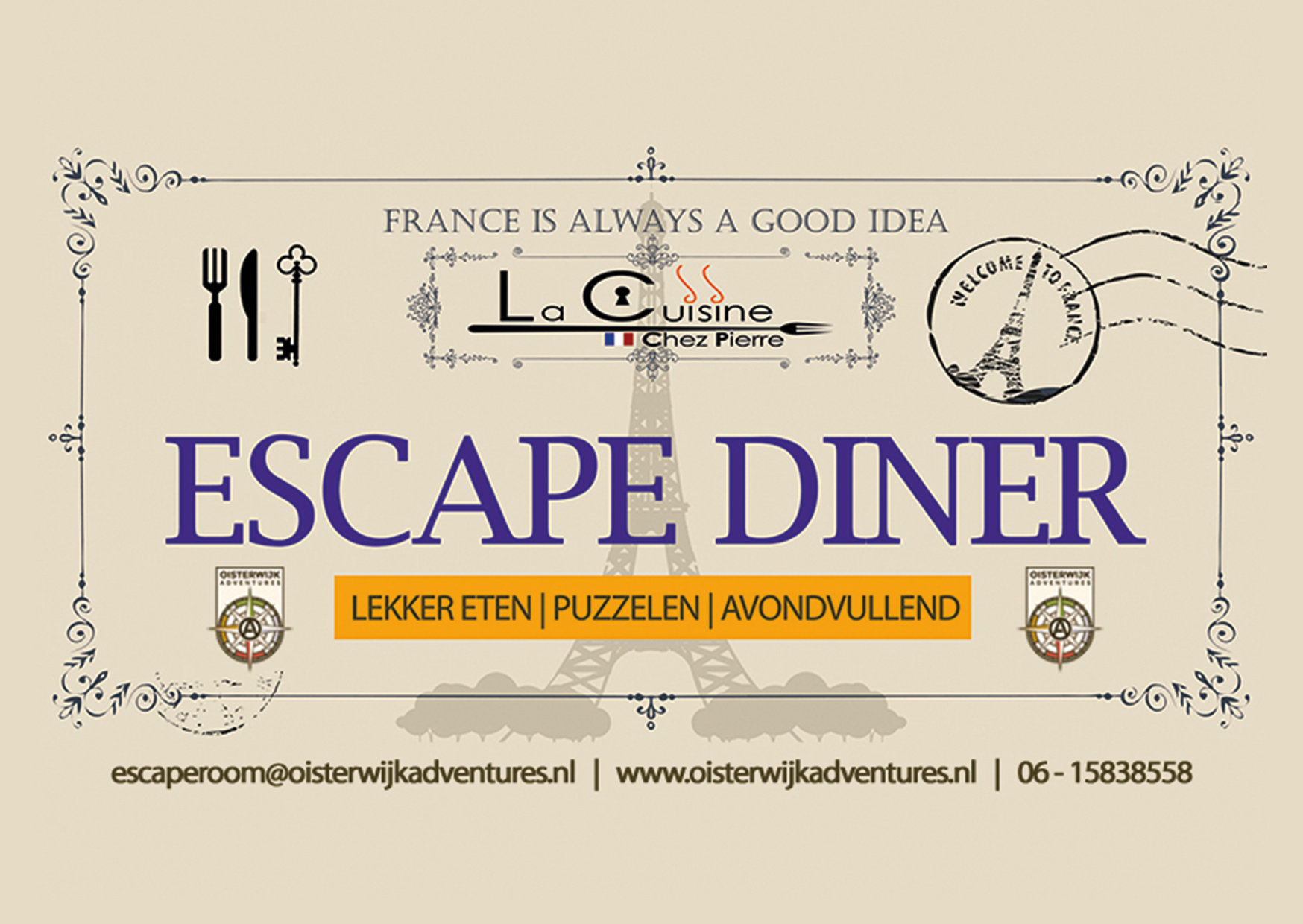 Flyer Escape Diner A6, voorkant